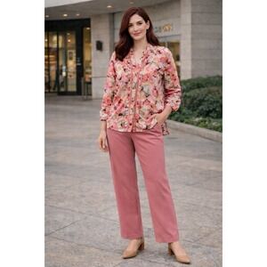 Easy Clothes Brand Floral Ruffle Boho Blouse NWT Size Small/Medium